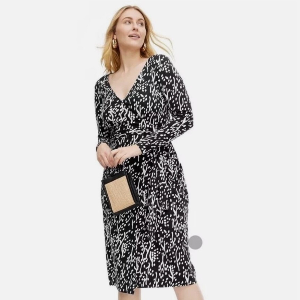 DVF For Target- Black and White Wrap Dress-midi length, Size large Long Sleeve.